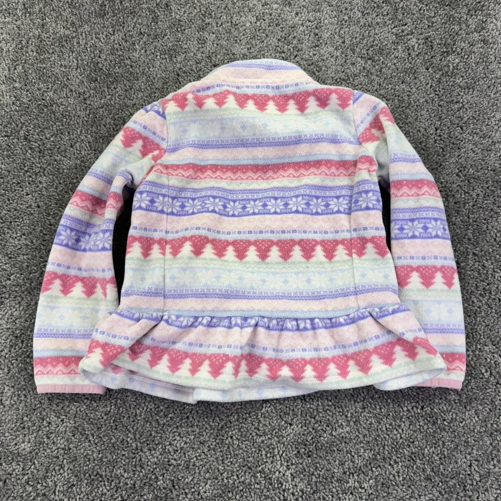 Gymboree Sweatshirt Girls 5T Multicolor Fair Isle Fleece 1/4 Zip Ruffle Winter